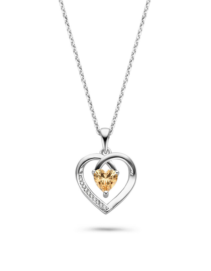 Rosa di Luca Italy Zilveren collier  - Gerhodineerd - Champagne en blanke zirkonia