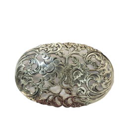 Occasions by Marleen Occasions by Marleen - Zilveren Broche - Ovaal - Opengewerkt - Bloemmotief