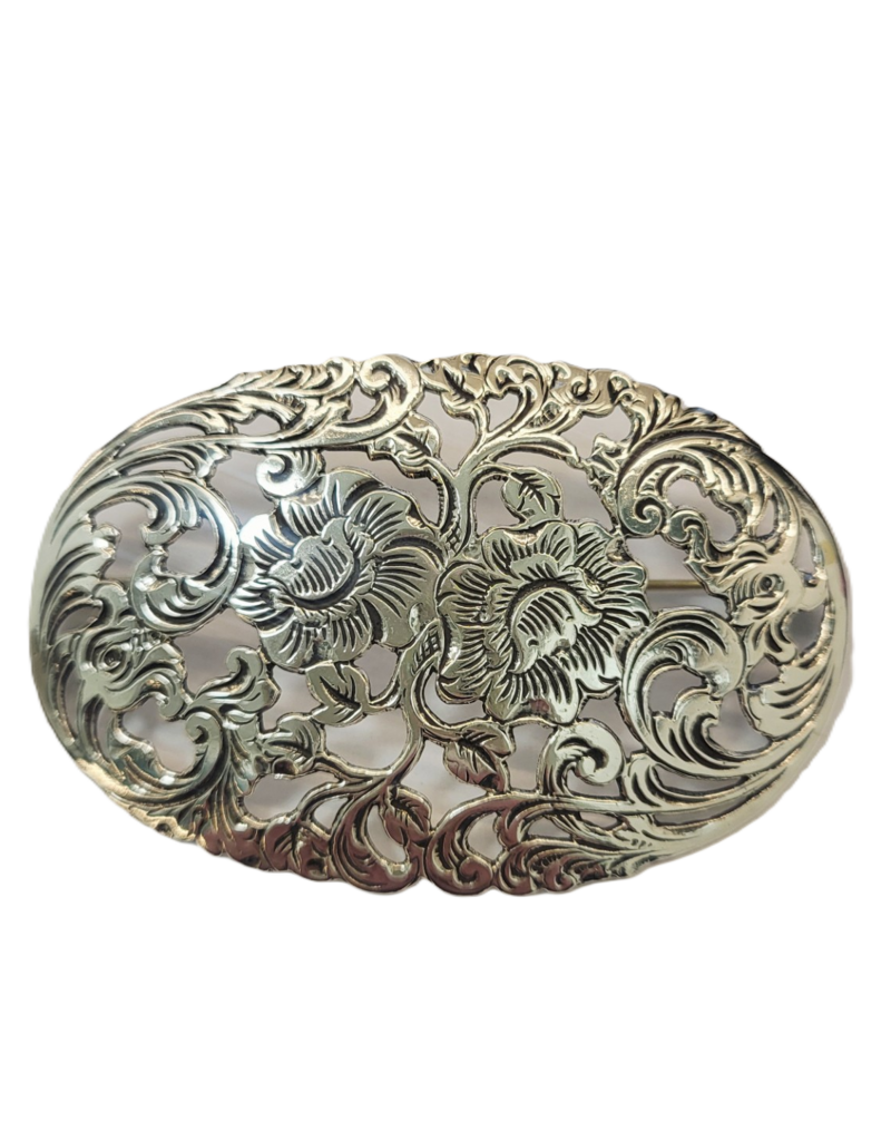 Occasions by Marleen Occasions by Marleen - Zilveren Broche - Ovaal - Opengewerkt - Bloemmotief