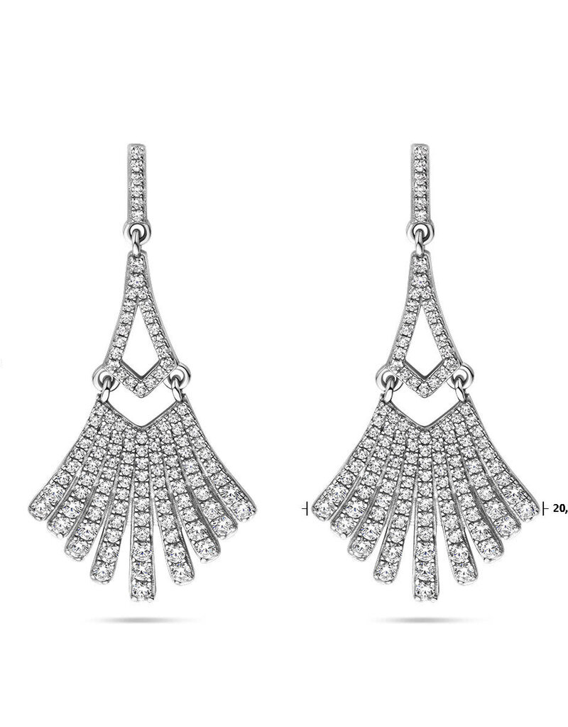 Zilveren oorhangers - Gerhodineerd - Zirkonia