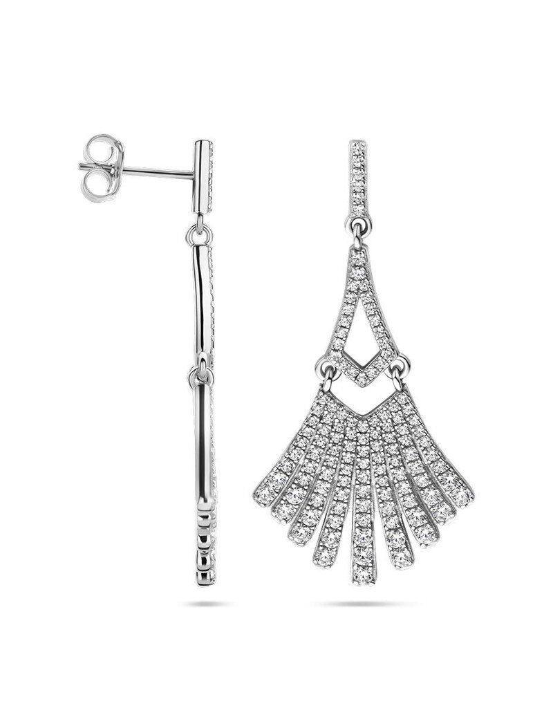 Zilveren oorhangers - Gerhodineerd - Zirkonia