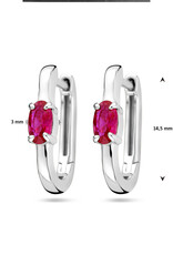 Zilveren oorringen - Gerhodineerd - Roze zirkonia
