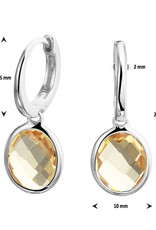 Zilveren oorringen - Gerhodineerd - Citrien