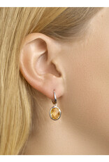 Zilveren oorringen - Gerhodineerd - Citrien