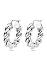 Zilveren oorringen - Gerhodineerd - Gedraaid