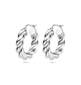 Zilveren oorringen - Gerhodineerd - Gedraaid