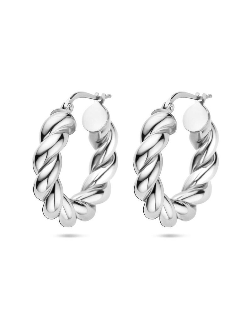 Zilveren oorringen - Gerhodineerd - Gedraaid