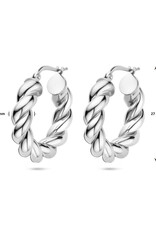 Zilveren oorringen - Gerhodineerd - Gedraaid