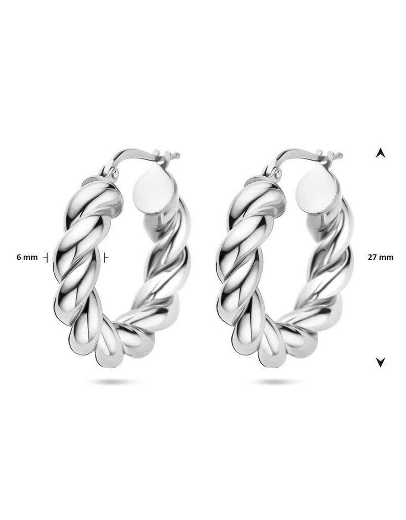 Zilveren oorringen - Gerhodineerd - Gedraaid