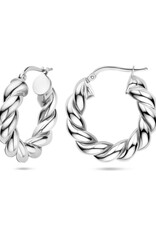 Zilveren oorringen - Gerhodineerd - Gedraaid