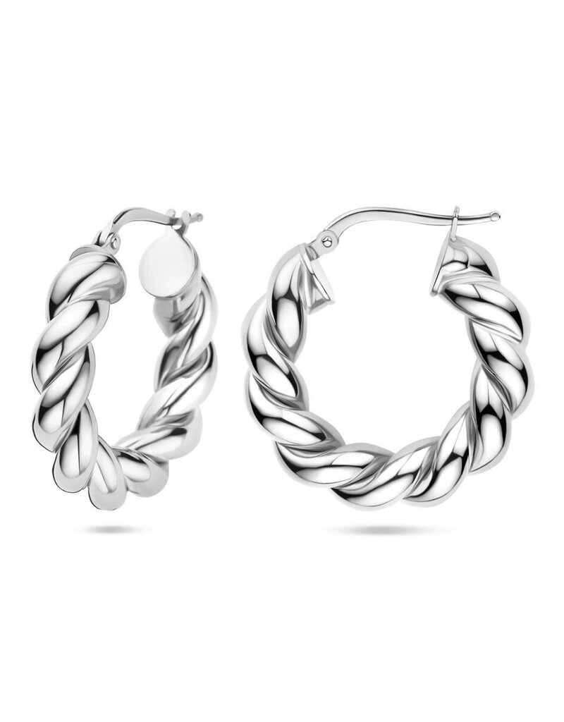 Zilveren oorringen - Gerhodineerd - Gedraaid