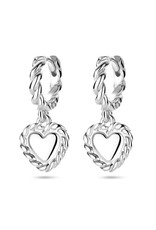 Zilveren oorringen - Gerhodineerd - Hartje