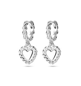 Zilveren oorringen - Gerhodineerd - Hartje