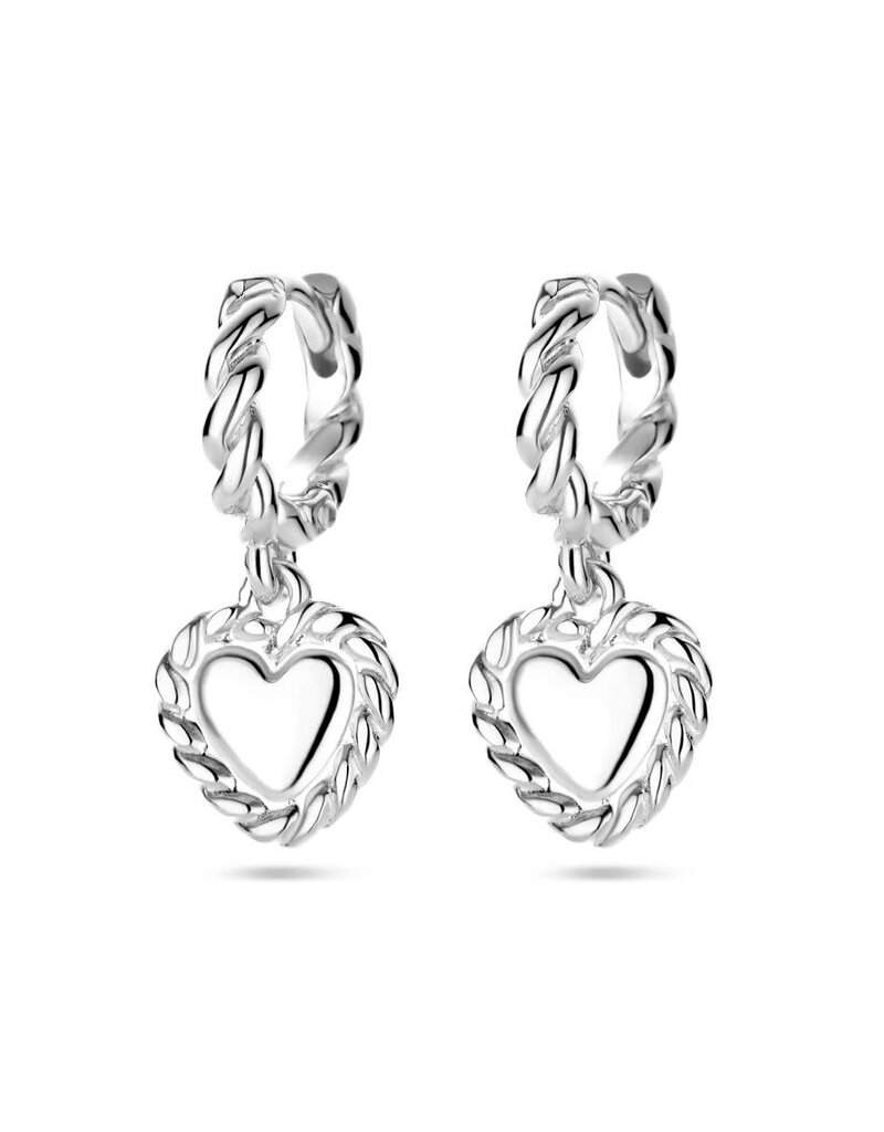 Zilveren oorringen - Gerhodineerd - Hartje