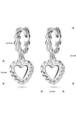 Zilveren oorringen - Gerhodineerd - Hartje