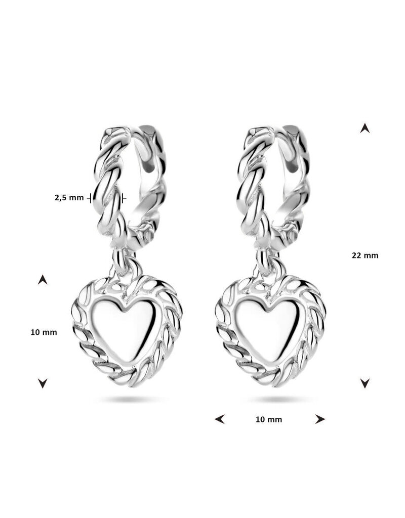 Zilveren oorringen - Gerhodineerd - Hartje