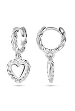 Zilveren oorringen - Gerhodineerd - Hartje