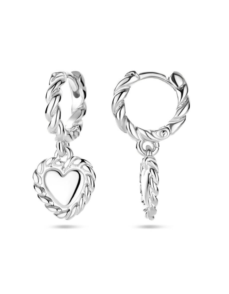 Zilveren oorringen - Gerhodineerd - Hartje