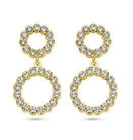 Verguld zilver oorhangers - Zirkonia