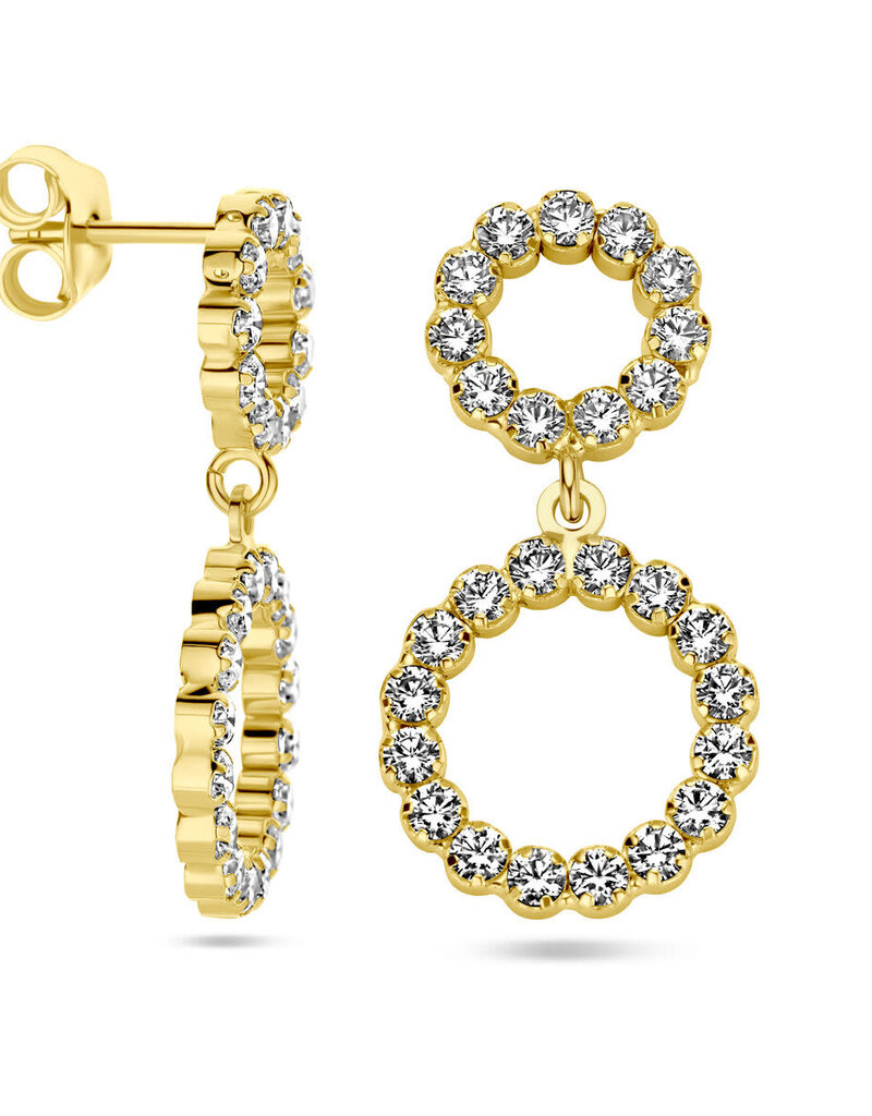 Verguld zilver oorhangers - Zirkonia