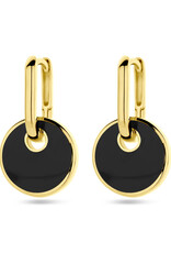 Verguld zilver oorhangers - Onyx