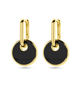 Verguld zilver oorhangers - Onyx