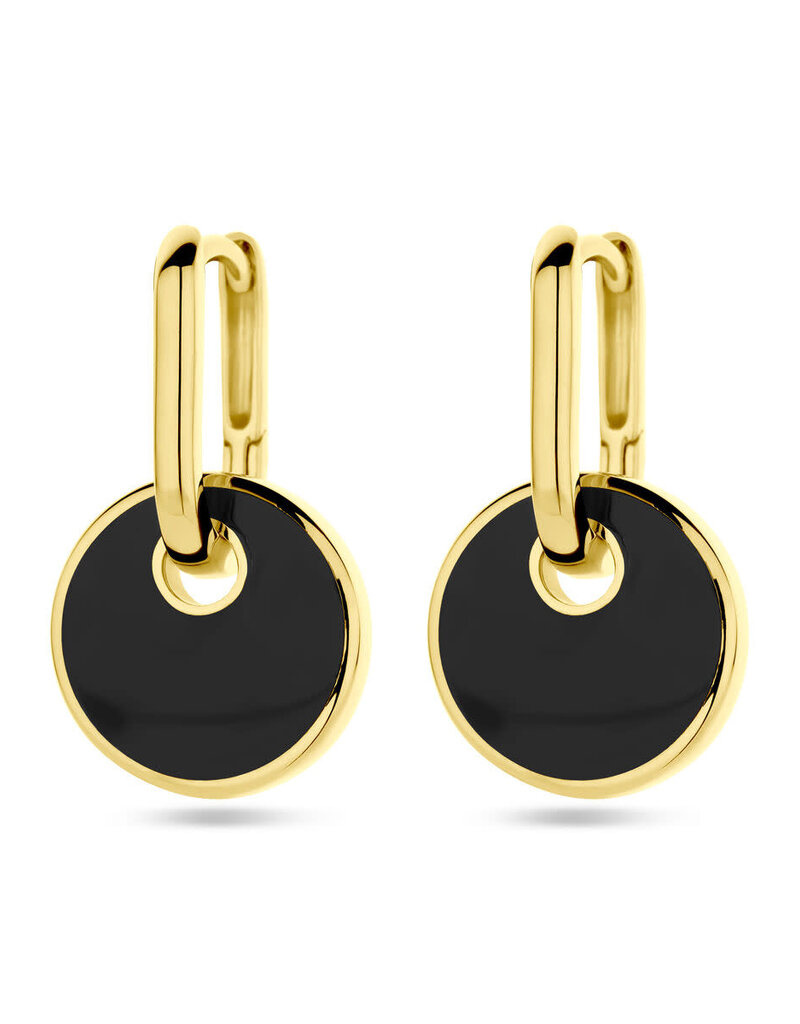 Verguld zilver oorhangers - Onyx