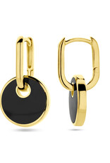 Verguld zilver oorhangers - Onyx