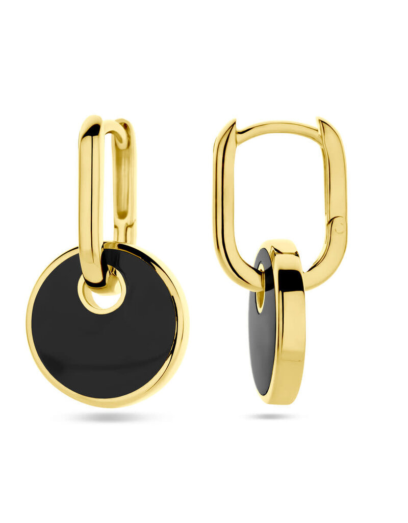 Verguld zilver oorhangers - Onyx