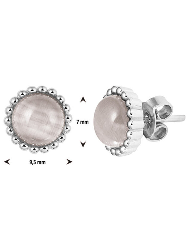 Zilveren oorknoppen - Gerhodineerd - Kattenoog