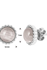 Zilveren oorknoppen - Gerhodineerd - Kattenoog