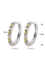 Zilveren oorringen - Gerhodineerd - Blanke/groene Zirkonia