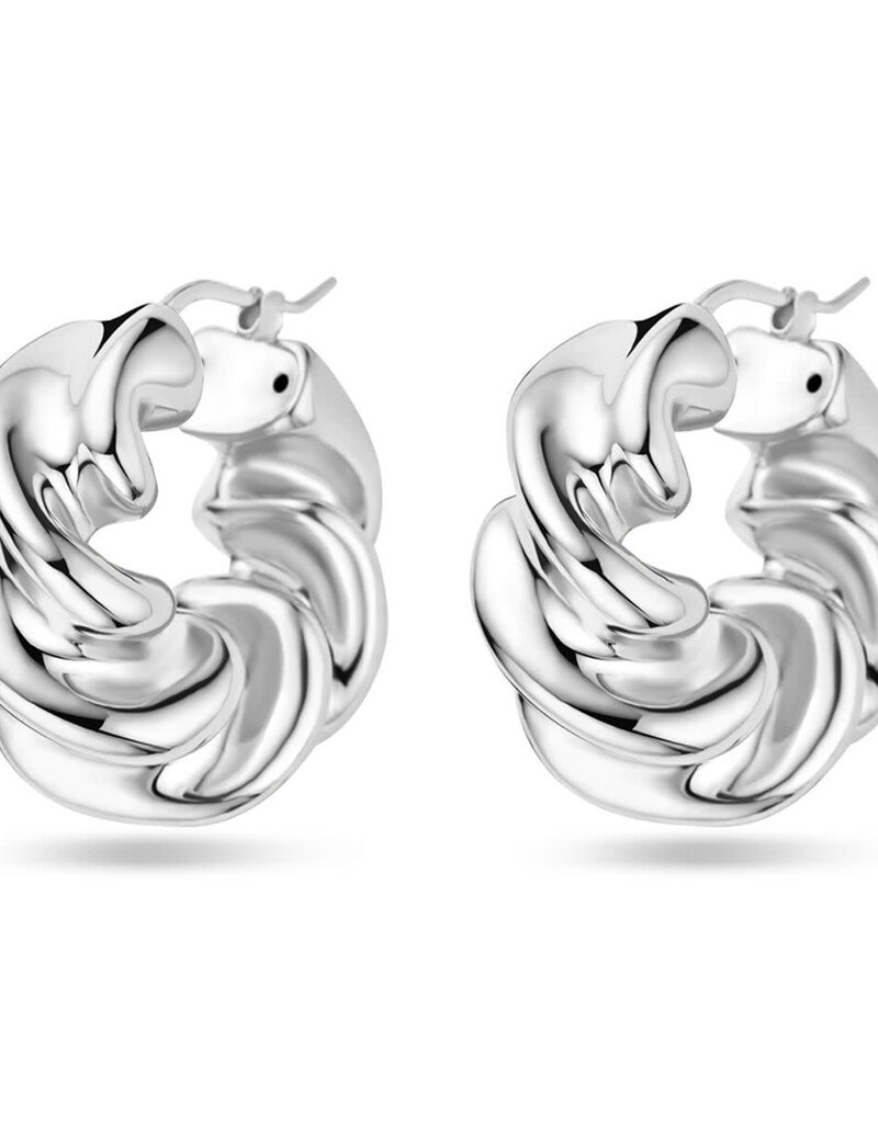 Zilveren oorringen - Gerhodineerd - Gedraaid