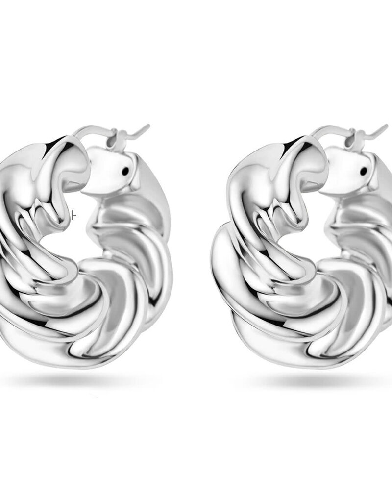 Zilveren oorringen - Gerhodineerd - Gedraaid