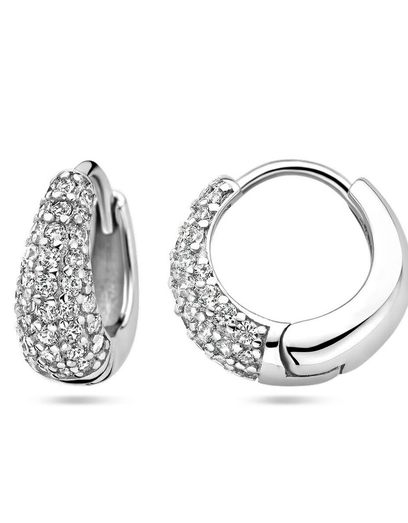 Zilveren oorringen - Gerhodineerd - Zirkonia