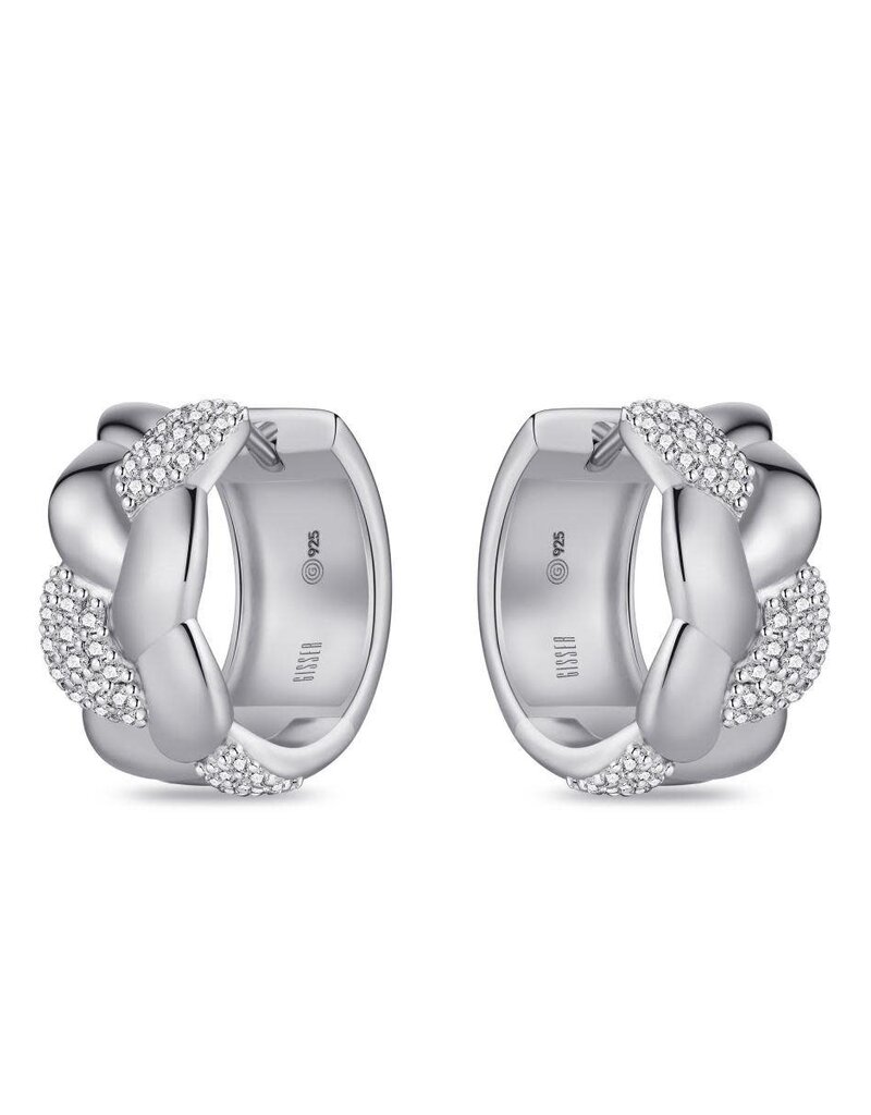 Gisser Zilveren oorringen - Gerhodineerd - Zirkonia