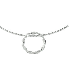 Zilveren collier - Gerhodineerd - Omega collier met hanger - Zirkonia - 42/45 cm