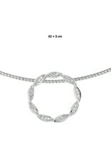Zilveren collier - Gerhodineerd - Omega collier met hanger - Zirkonia - 42/45 cm
