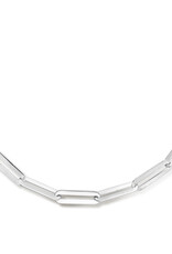 Zilveren collier - Gerhodineerd - Paperclip plat-  5.0 mm - 42 + 4 cm