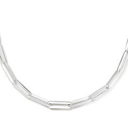 Zilveren collier - Gerhodineerd - Paperclip plat-  5.0 mm - 42 + 4 cm