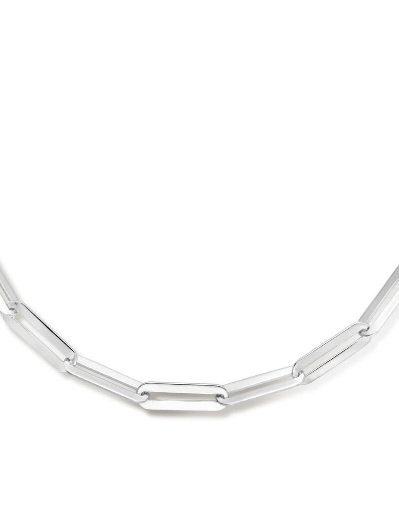 Zilveren collier - Gerhodineerd - Paperclip plat-  5.0 mm - 42 + 4 cm