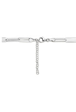 Zilveren collier - Gerhodineerd - Paperclip plat-  5.0 mm - 42 + 4 cm