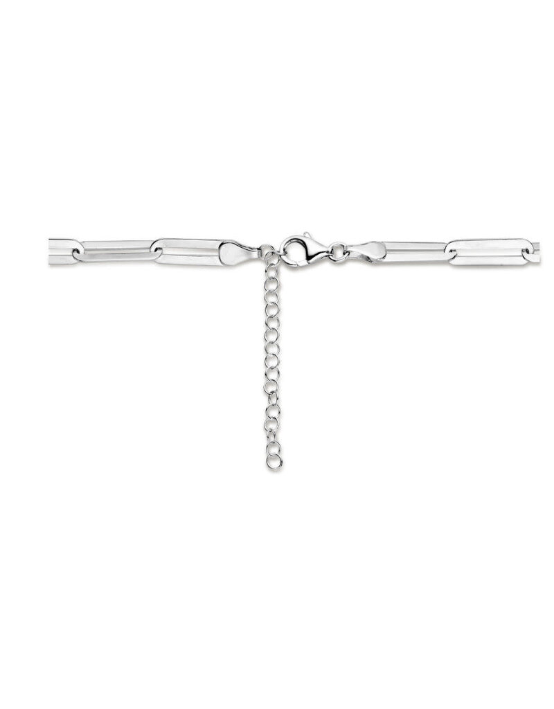 Zilveren collier - Gerhodineerd - Paperclip plat-  5.0 mm - 42 + 4 cm