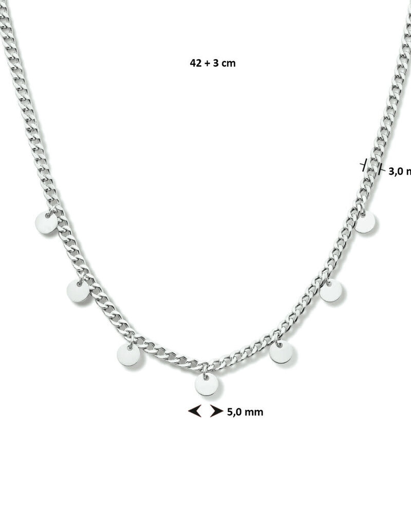 Zilveren collier - Gerhodineerd - Gourmet - Rondjes - 42-45 cm
