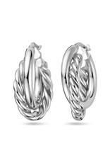 Zilveren oorringen - Gerhodineerd -  Gedraaid