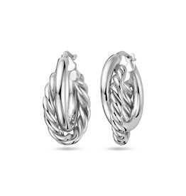 Zilveren oorringen - Gerhodineerd -  Gedraaid