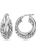Zilveren oorringen - Gerhodineerd -  Gedraaid