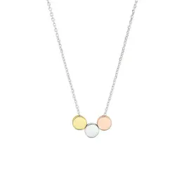 Zilveren collier - Gerhodineerd -  Tricolor vergulde rondjes - 41/45 cm