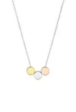 Zilveren collier - Gerhodineerd -  Tricolor vergulde rondjes - 41/45 cm