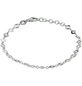 Zilveren enkelbandje - Gerhodineerd - Rondjes - 24+2